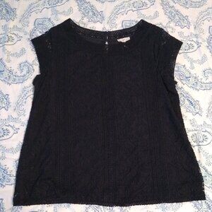 Black Joie Cap Sleeve Embroidered Blouse